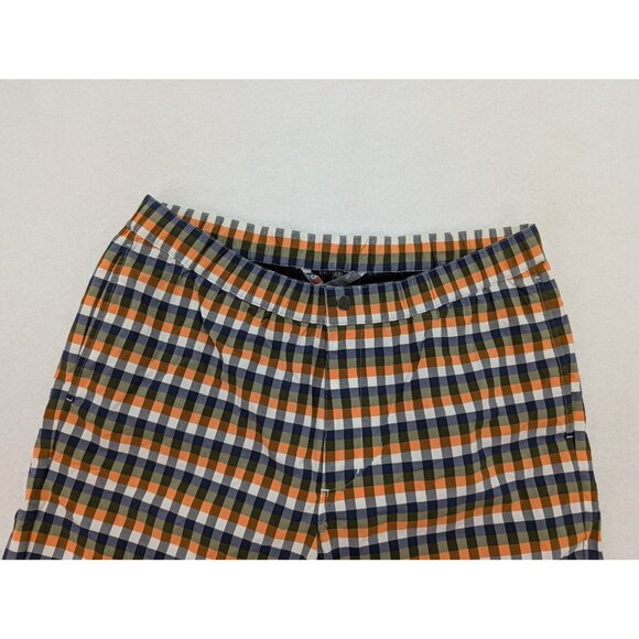 QOR Men's Swim Shorts Trunks Size 36 Blue Green Orange Plaid NEW - Picture 3 of 10